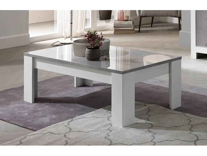 Table basse Modena laquée blanc/béton - Basika