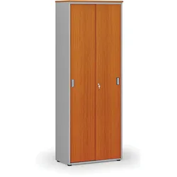 Büroschrank mit Schiebetür PRIMO GRAY, 800 x 420 x 2128 mm, grau/Kirsche
