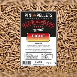 Hartholz Pellets 6 mm PINI 30 Kg zum Heizen Grillen Räuchern Smoken
