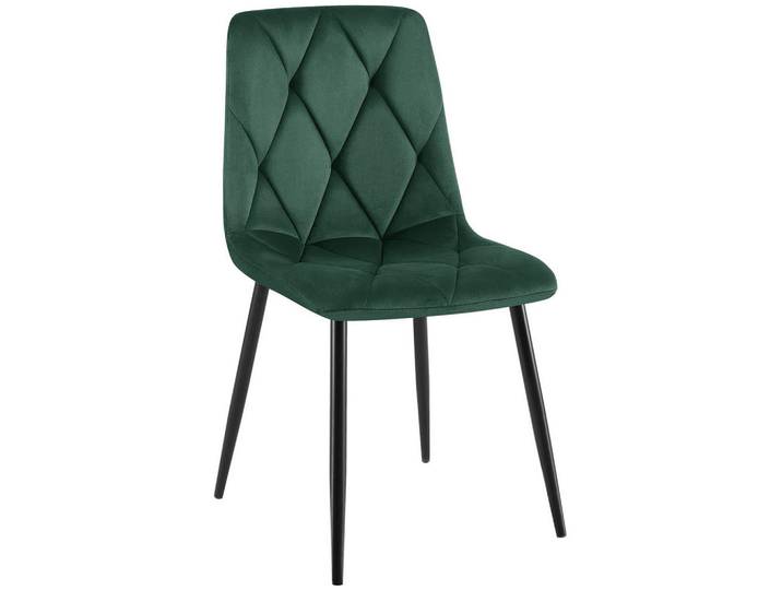 CLP Esszimmerstuhl Samt Dunkelgrün, Metall, 45x85x55 cm, Esszimmer, Stuhl