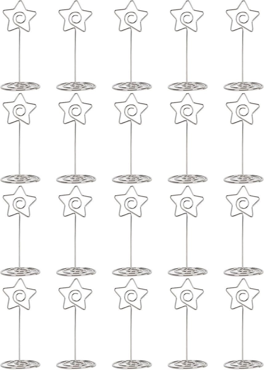 Set van 20 zilverkleurige tafelnummerhouders clips van metaal voor evenementen decoratie