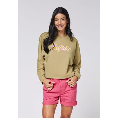 Sweater CHIEMSEE, Damen, Gr. L (42/44), grün (tree house), 88% Baumwolle, 12% Polyester, Rundhals, Sweatshirts Sweater