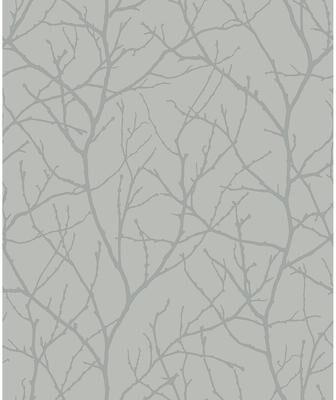 Antonina Vella Trees Silhouette Smokey Blue & Silver Wallpaper