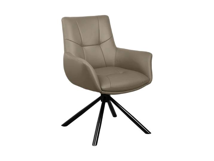 360° drehbarer Echtleder Design Stuhl „Level up“ Taupe Invicta Interiors