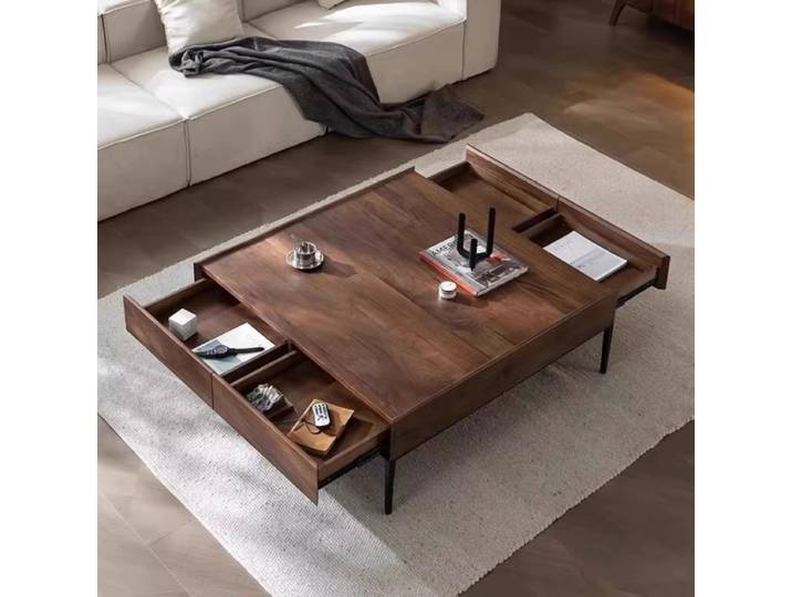 Table basse italienne de luxe moderne, couleur noyer, Design, Table d'appoint, tiroir de rangement, meubles de chambre à coucher