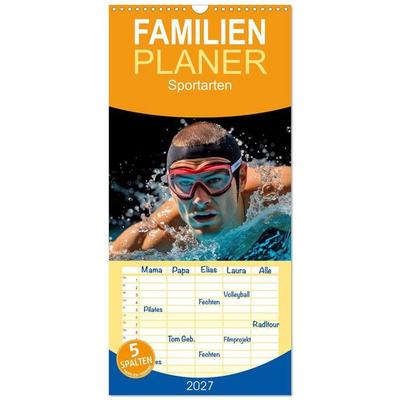 Familienplaner 2027 - Sportarten mit 5 Spalten (Wandkalender, 21 x 45 cm) CALVENDO