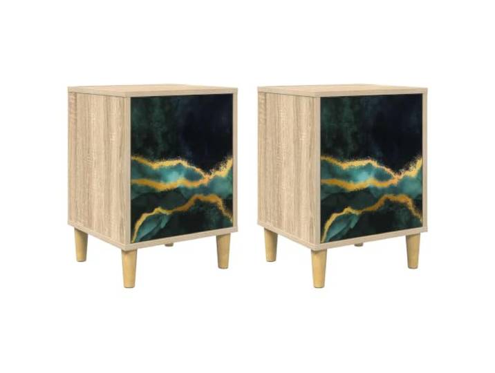 Heofavd Nachttisch 2er Set Sonoma-Eiche Beistelltisch 36x33x50cm