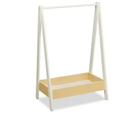 Relaxdays Kleiderständer Kinder, Standgarderobe, HxBxT 99x64,5x42,5 cm, Kleiderstange & Ablage, Kinderzimmer, weiß/natur