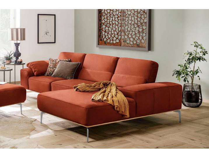 Ecksofa, Longlife Xtra-Leder Z73, Bronze, 319×178 cm, Mit Sitztiefenverstellung, Modern, W.SCHILLIG
