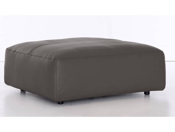 Hocker, Flachgewebe & Leder, Grau, 120×120 cm, Polsterhocker, Landhaus, Musterring