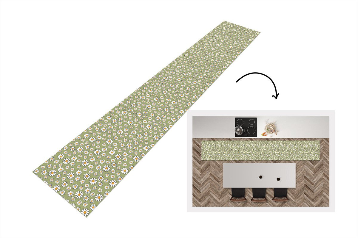 KitchenYeah Keukenloper Vintage Bloemen Vinyl - Rechthoekig
