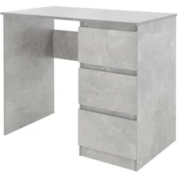 ML-Design Schreibtisch 90x76x50 cm Grau Beton-Optik Holz Modern 3 Schubladen Computertisch Arbeitstisch Büro