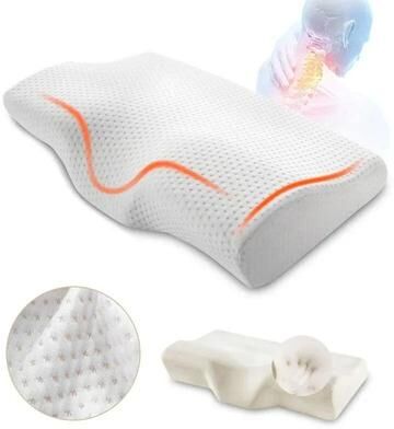 Uplift Essentials Memory Foam Orthopedic Pillow Butterfly Cervical Neck Support Pillow 19.7 11.8 In white