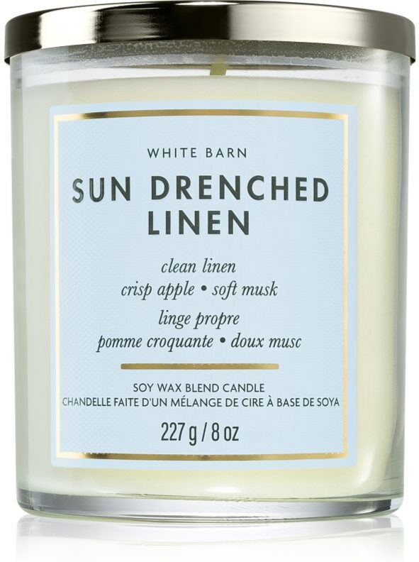 Bath & Body Works Sun Drenched Linen bougie parfumée 227 g