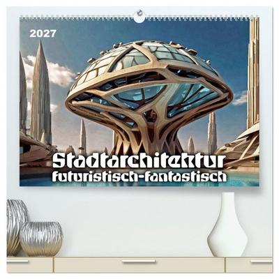 Stadtarchitektur, futuristisch-fantastisch (hochwertiger Premium Wandkalender 2027 DIN A2 quer), Kunstdruck in Hochglanz
