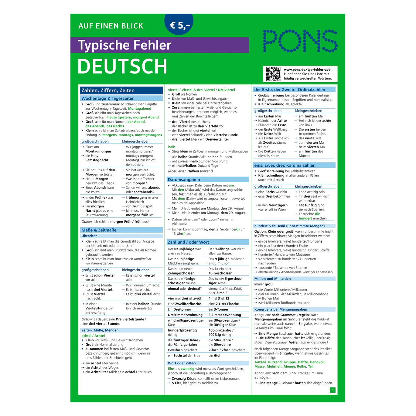 PONS Typische Fehler auf einen Blick Deutsch (Deutsch) (6629193)