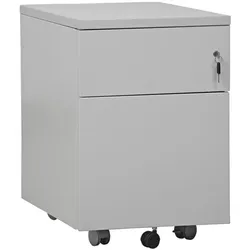 Gürkan Stahl-Rollcontainer mit Hängeregistratur und Stützrolle grau, 40x62x60 cm
