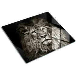 GLASPLATTE 60x52 cm Löwe