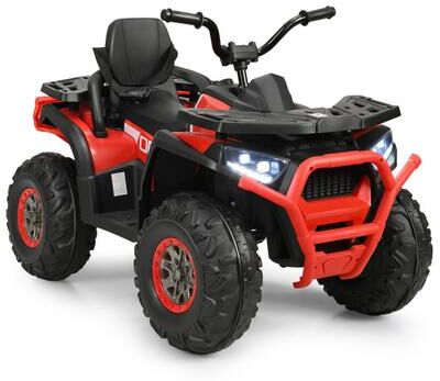 Costway 12 V Kids Electric 4-Wheeler ATV Quad with MP3 and LED Lights-Red