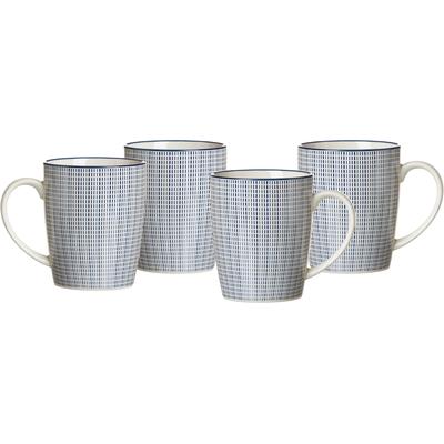Becher RITZENHOFF & BREKER "ROYAL MAKOTO", weiß (weiß, blau), H:10cm Ø:8cm, Keramik, Trinkgefäße, Becher, 4-teilig