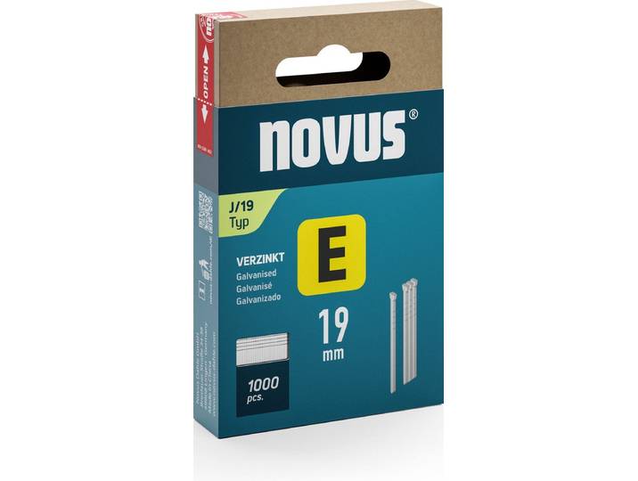 Novus Tacker Spijkers E J/19 mm - Verzonken kopspijker - Verzinkt - Zilver (1.000 stuks)