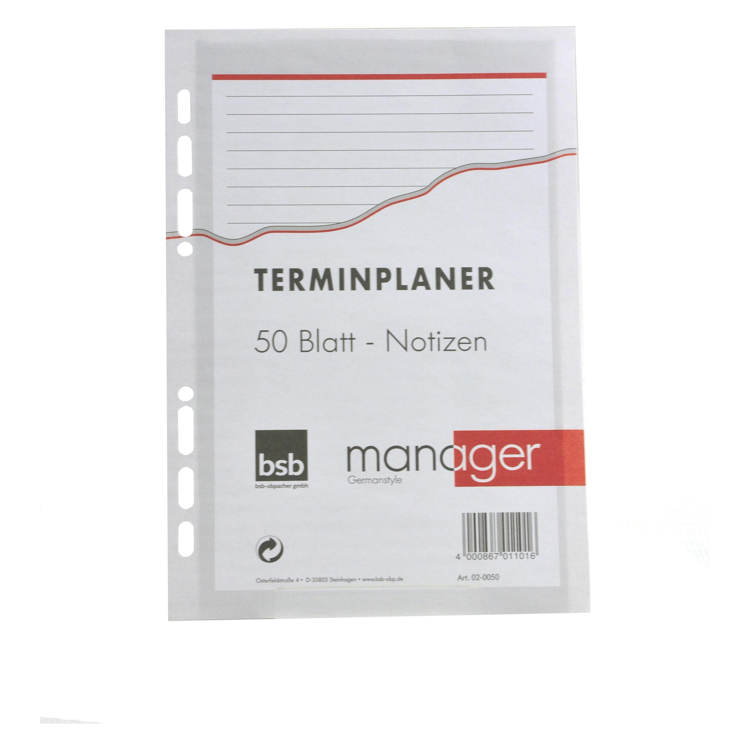 BSB-Obpacher Einlagen für Timer ca. A5, Notizen liniert (A5) (02-0050)