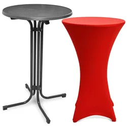 STEHTISCH Bellini Ø 80cm Grau mit Stella Stehtischhusse Ø 80cm Rot