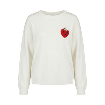 Sweater KLEINIGKEIT "Kleinigkeit Wollma Haypatch", Damen, Gr. XS, weiß (sanftes weiß), 35% Polyacryl, 29% Polyester, 21% Nylon, 15% Viskose, unifarben, Rundhals, Sweatshirts Sweater