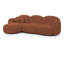 ECKSOFA Nuvola mit abgerundetem Design Terrakotta Bouclé-Stoff - Ottomane Links