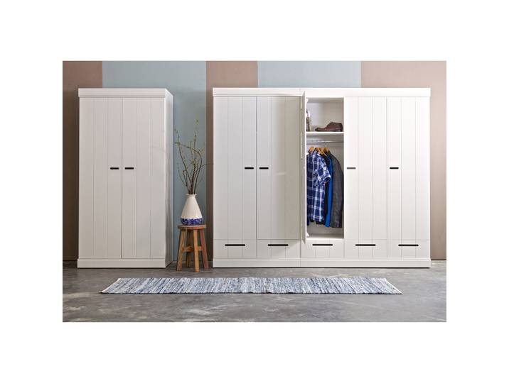Drehtürenschrank Connect mit Schubladen 94cm Weiß/Weiß