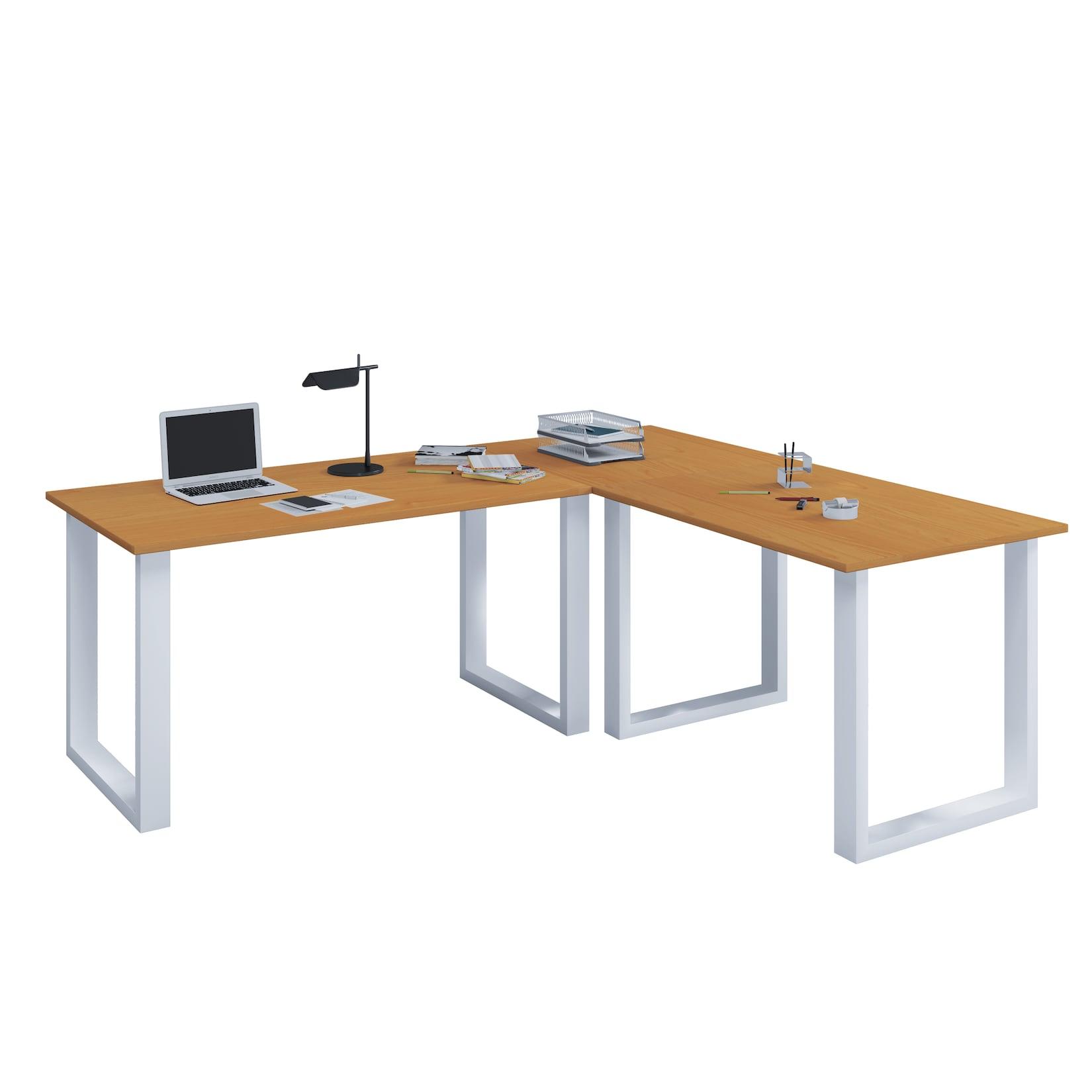 VCM VCM Holz Schreibtisch Eckschreibtisch schlicht 130x130 L Form links oder rechts Arbeitstisch Platte 50 cm tief Computertisch Büromöbel - Lona U