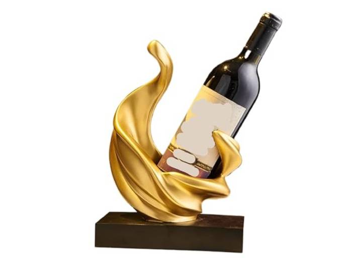 SAGELSHN Deco Weinregal Moderner Weinregalhalter Aus Harz for Die Inneneinrichtung, Gebogener Skulpturständer für Restaurant, Bar