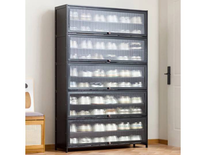 Étagère à chaussures multicouche, étagère de rangement domestique simple, porte d'entrée, balcon, armoire à chaussures intérieure anti-poussière de grande capacité