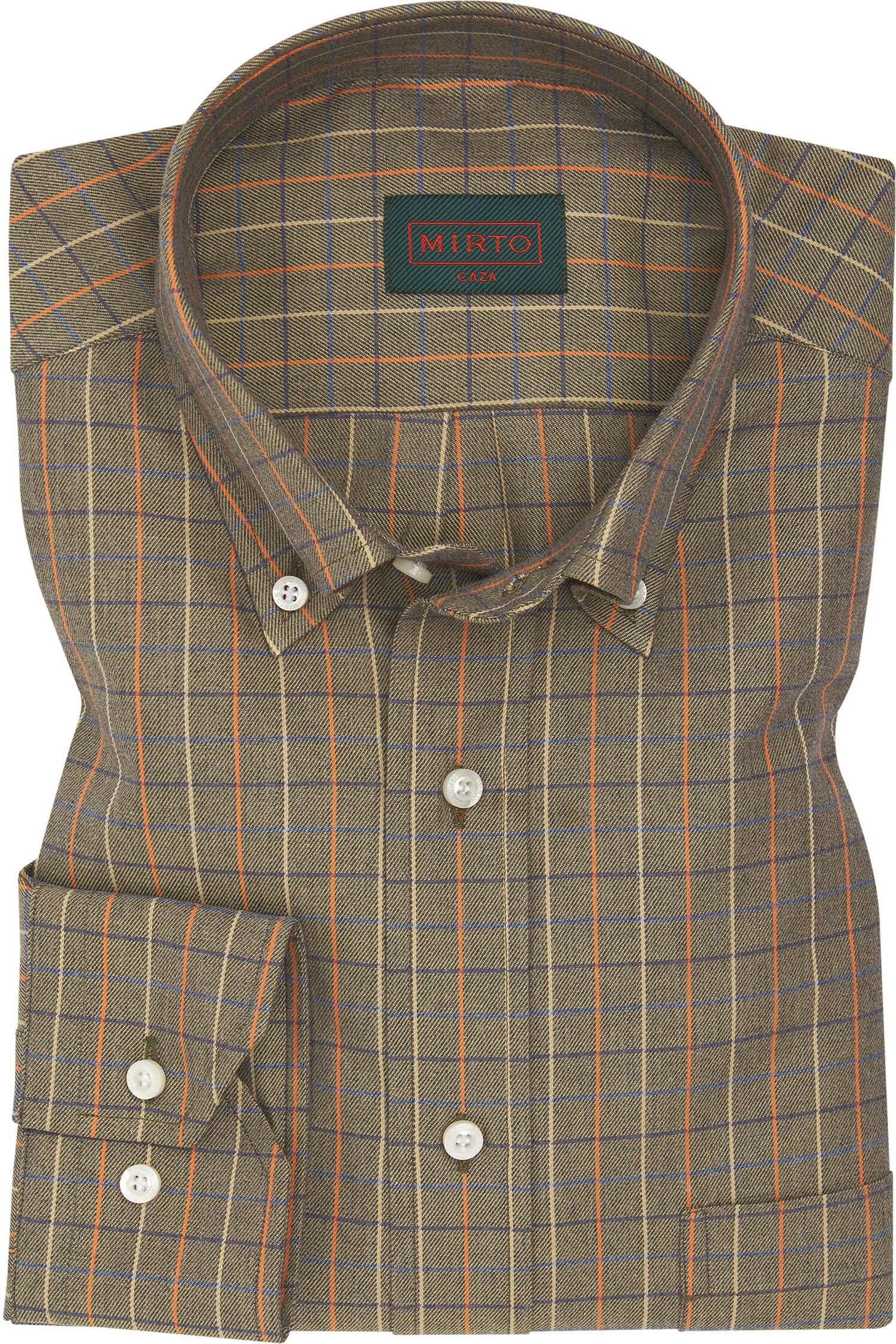 MIRTO Camisa casual de algodón cuadros caqui-M /  3 Hombre