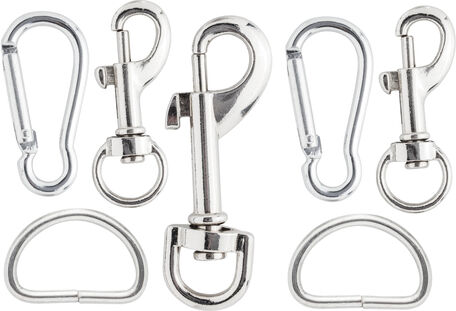 Taschenzubehör-Set mit Karabinern und D-Ringen, 7-teilig