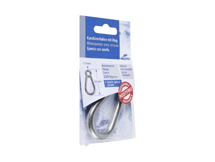 Meister + Co Karabiner Ring Rostfrei 4 × 8 cm