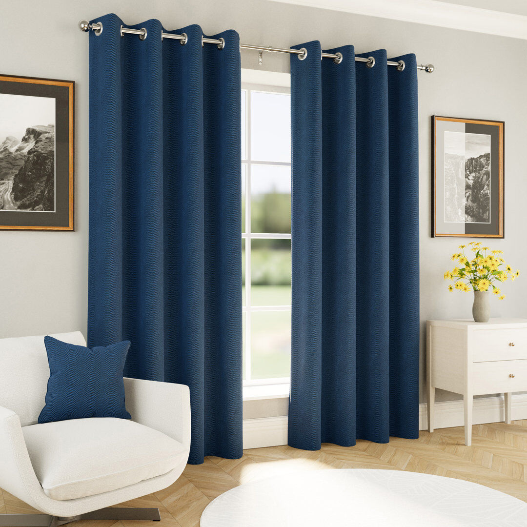 Latitude Run Blackout Curtain Panel Pair Navy 168cm Width x 137cm Drop