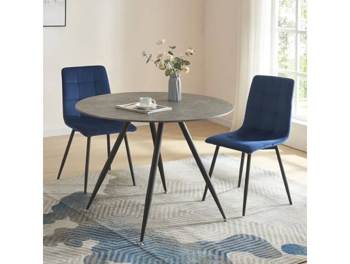 [en.casa] Esstisch Fitjar für 4 Personen Ø100 cm Esszimmertisch runde Tischplatte Küchentisch Stahlbeine Beton-Optik