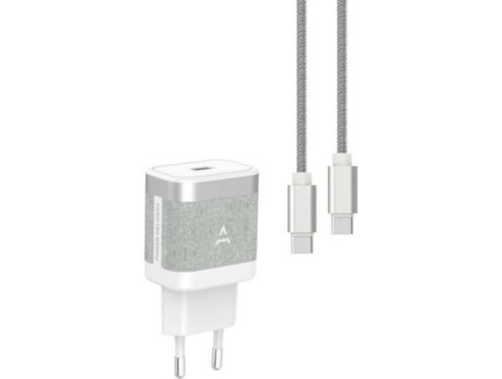 Adeqwat - Chargeur + Câble Usb-C 35w + Câble Usb-C 1m Blanc