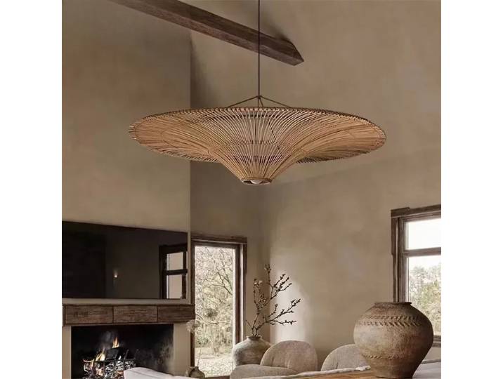 Lustre LED créatif en rotin tressé fait main de Memphis, style simple, pour chambre à coucher et décoration intérieure