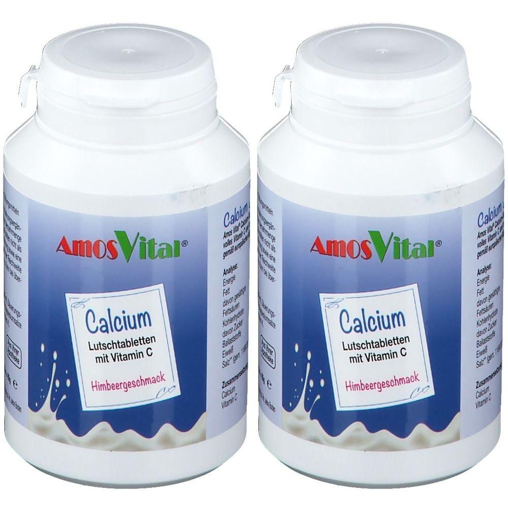 Calcium 200 mg+Vitamin C 30 mg AmosVital Lutsch. 2x 2x50 St Lutschtabletten