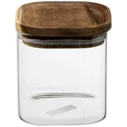 FIVE - Quadratisches Gefäß 'Hermet' 0,6L aus Glas und Akazie