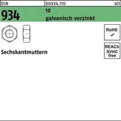 Sechskantmutter DIN 934 M5 10 galv.verz. 1000 Stück