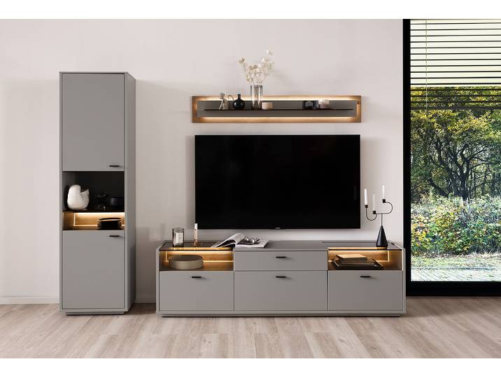 Meuble TV bas Panneau de particules revêtu Gris 200 x 56 x 44cm