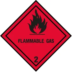 Gefahrzettel Kl. 2.1 Flammable Gas, 100x100mm