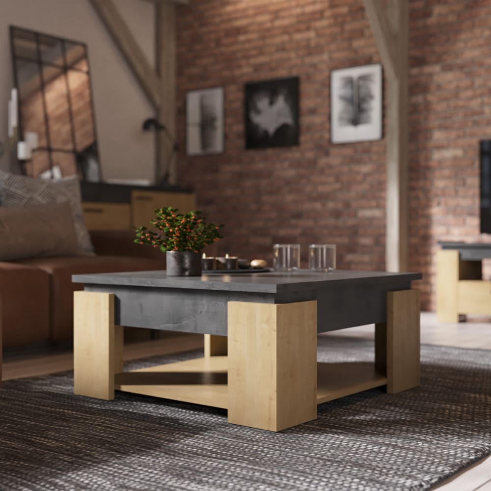 Calicosy Table basse l80 cm - bois clair Beige 80x37x80cm