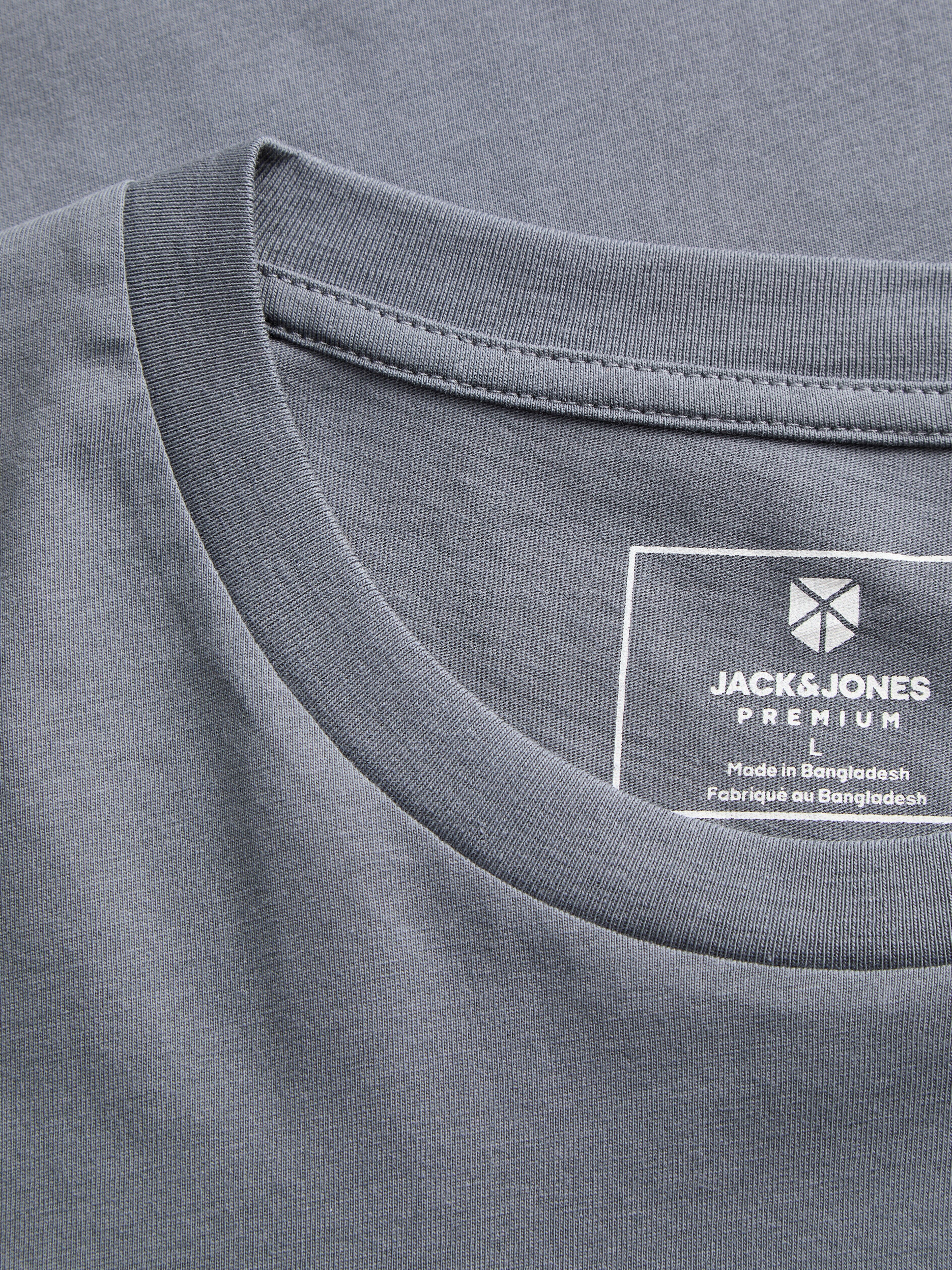 Langarmshirt JACK & JONES "JPRBLALOKI LS TEE FST", Herren, Gr. M, grau (turbulence), Jersey, Obermaterial: 100% Baumwolle, bedruckt, regular fit normal, Rundhals, Shirts Langarmshirt, Baumwolle, regular fit turbulence M