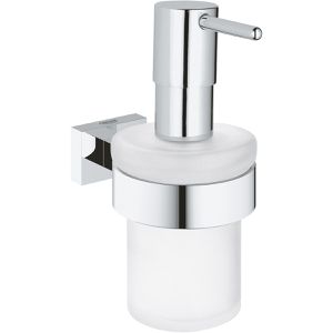 GROHE Seifenspender Essentials Cube, 40756001, zur Wandmontage, satiniertes Glas, 160ml