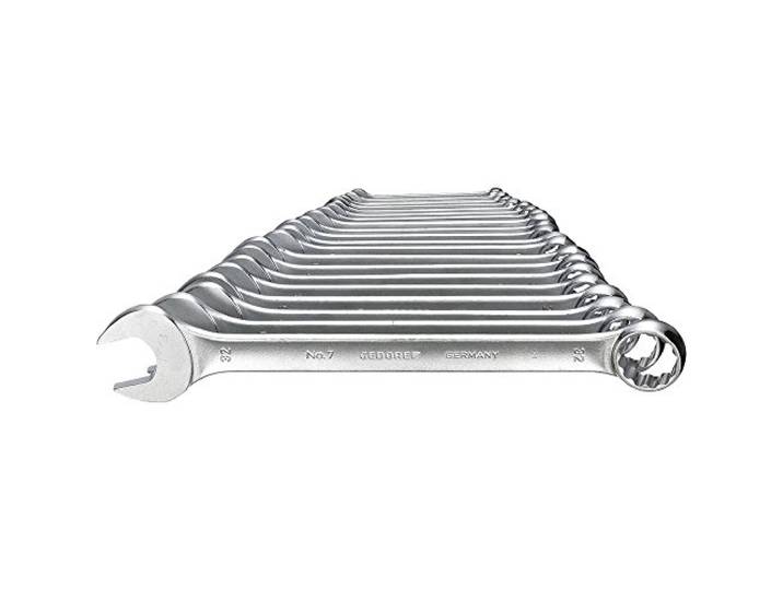 GEDORE Assortiment de clés mixtes\, 20 pièces\, Tailles 8 à 32 mm\, Coudées à 15°\, 12 pans\, Profil UD\, Jeu de clés\, 7-020