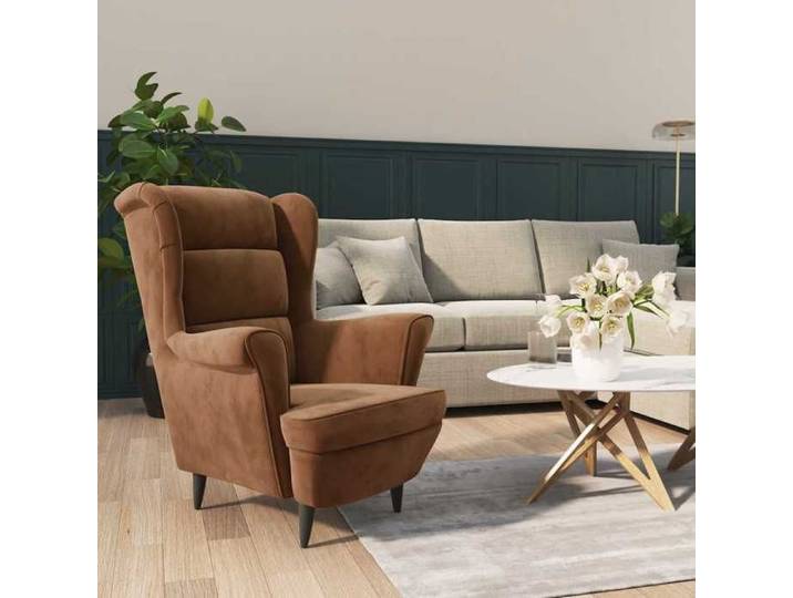 Bonne qualité - Fauteuil marron velours LVL5528